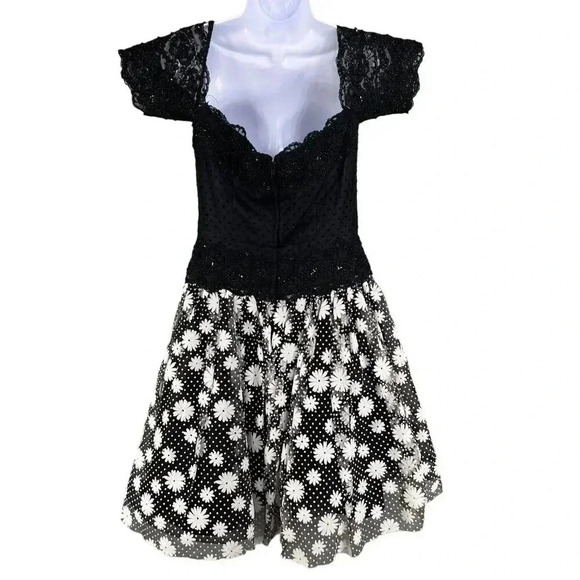 Carol Mignon NWT Womens10 Fit Flare Dress Bodice Daisy Motif VTG 80s MSRP 495.00 - Picture 3 of 15